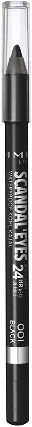 RIMMEL LONDON - Scandal'eyes Eyeliner - Waterproof Khol - 24hr Wear, Smudge-proof - Ultra Smooth & Creamy Formula - High Intensity Colour - 001 Black - 1.3g