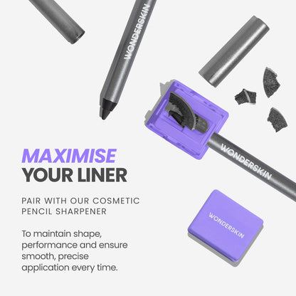 Wonderskin 1440 Longwear Black Eyeliner Pencil - Waterproof, Sharpenable Black Eyeliner Pencil and Smudge Proof Eye Liner Pencils (Liquorice)